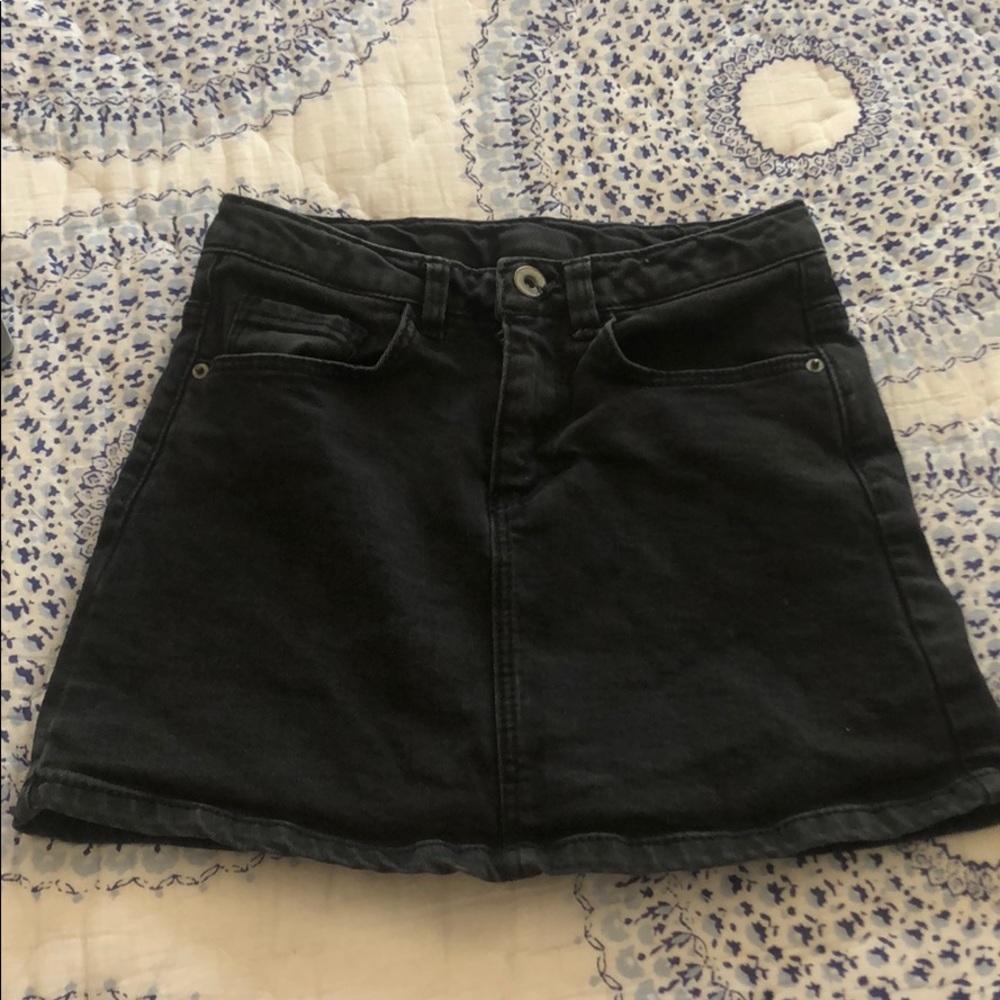 Girls black denim jean skirt